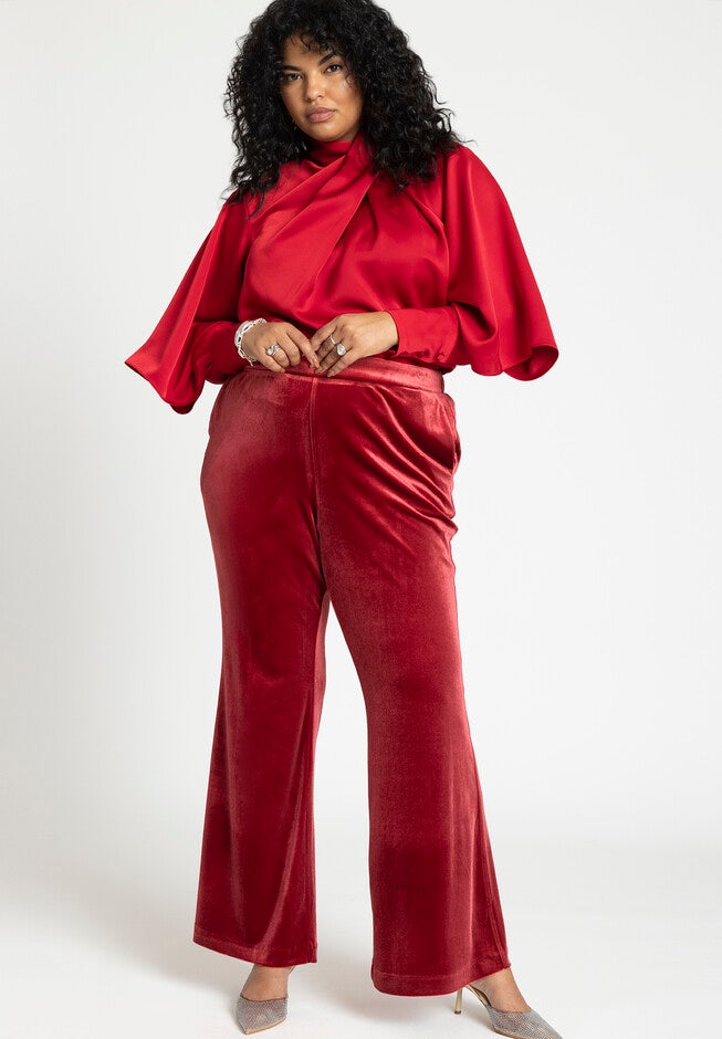 Draped Neck Satin Blouse, , alternate image number 2