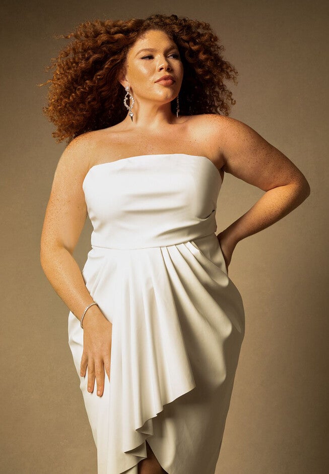 Bridal by ELOQUII Draped Faux Leather Dress, , on-hover image number null