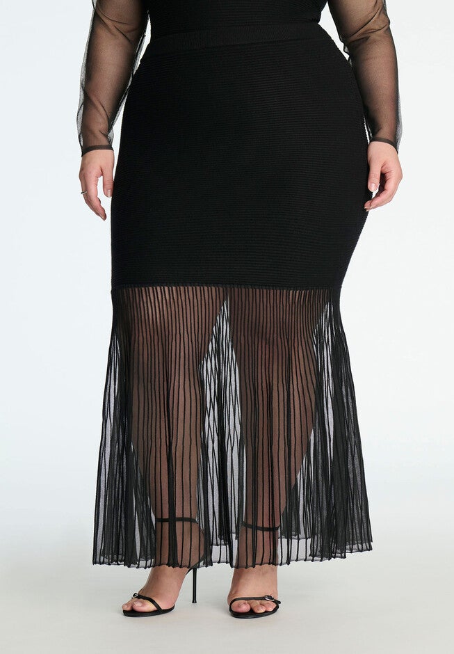 Sweater Trumpet Skirt, BLACK ONYX, on-hover image number null