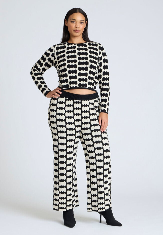 Intarsia Sweater Pant, BLACK GEO CRUNCH, hi-res image number null
