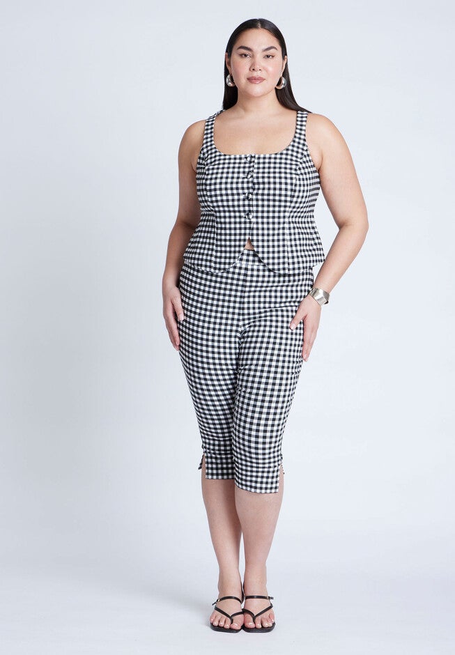 Gingham Capri Legging, BLACK WHITE GINGHAM, on-hover image number null