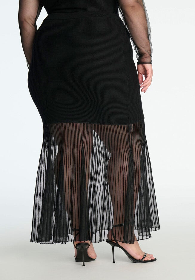 Sweater Trumpet Skirt, BLACK ONYX, alternate image number null