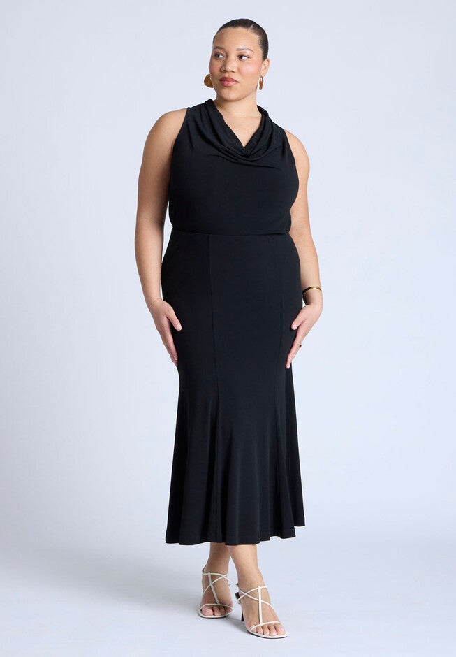 Cowl Halter Top, BLACK ONYX, alternate image number null