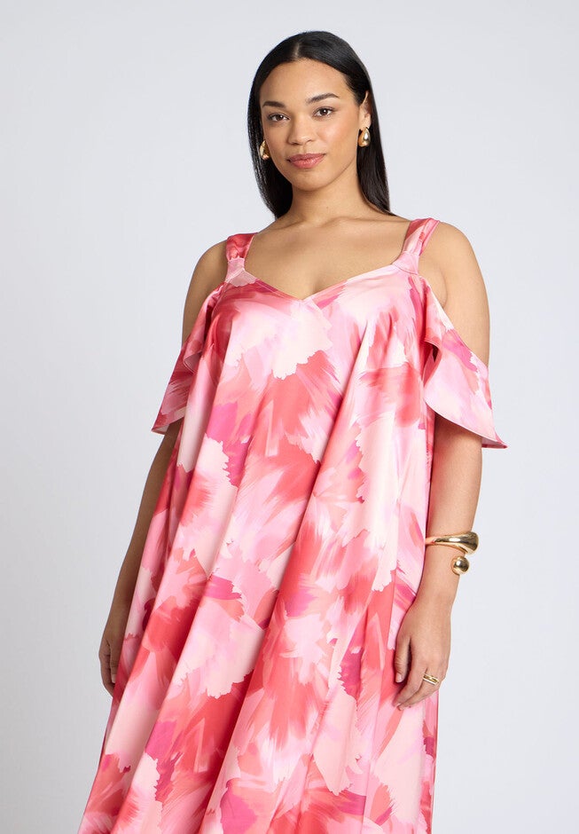 Strap Detail Trapeze Gown, PINK STARBURST, alternate image number null
