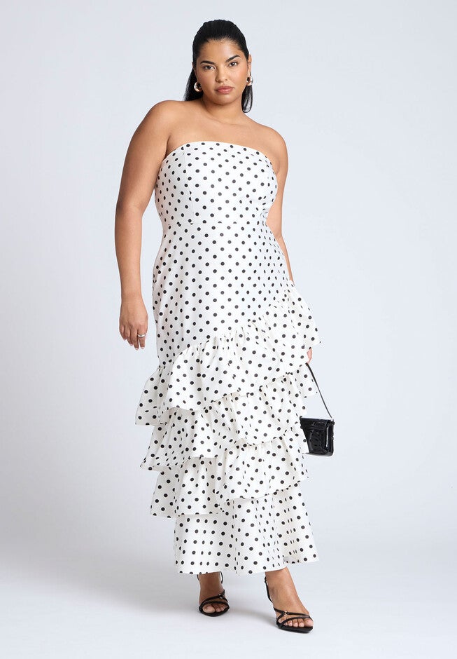 Ruffle Dot Gown, VANILLA DOT, alternate image number null