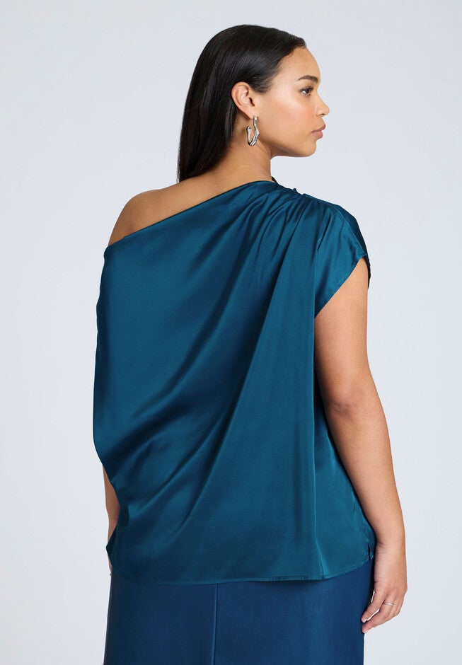 Draped Off The Shoulder Top, LEGION BLUE, on-hover image number null