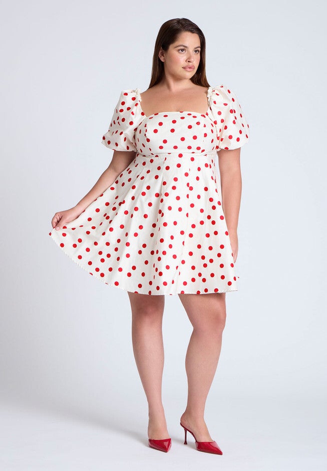 Puff Sleeve Mini Dress, ADRENALINE SUNGOLD DOT, hi-res image number null