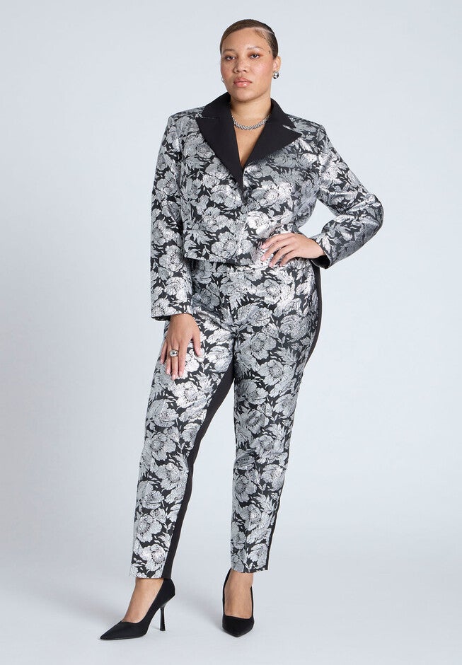Brocade Pant, BLACK AND SILVER, hi-res image number null