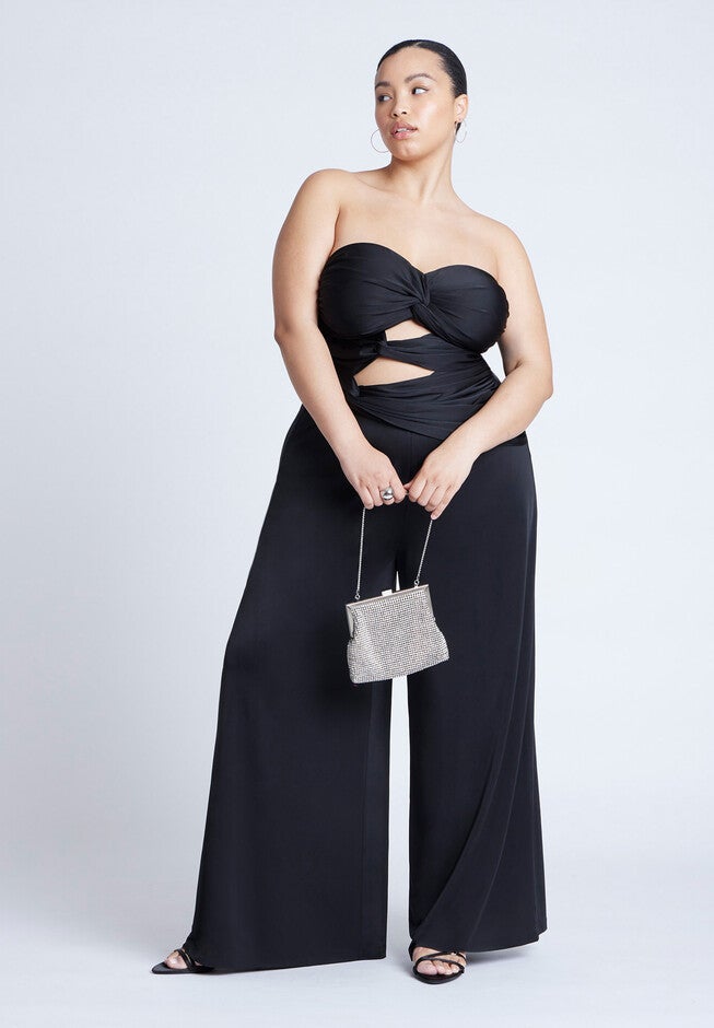 Twist Detail Jumpsuit With Cutout, BLACK ONYX, alternate image number null