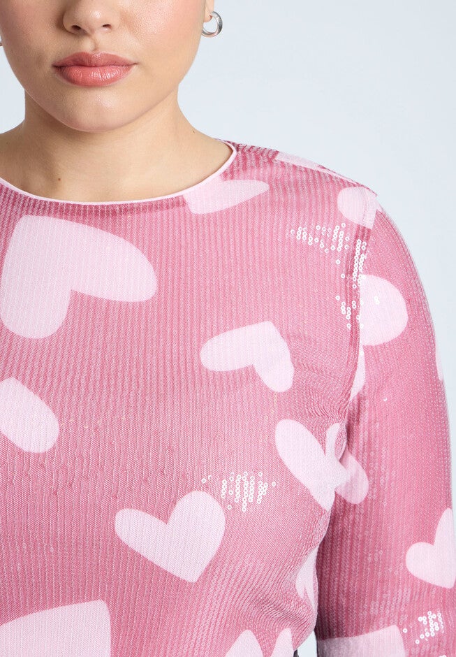 Sequin Heart Top, PINK, alternate image number null