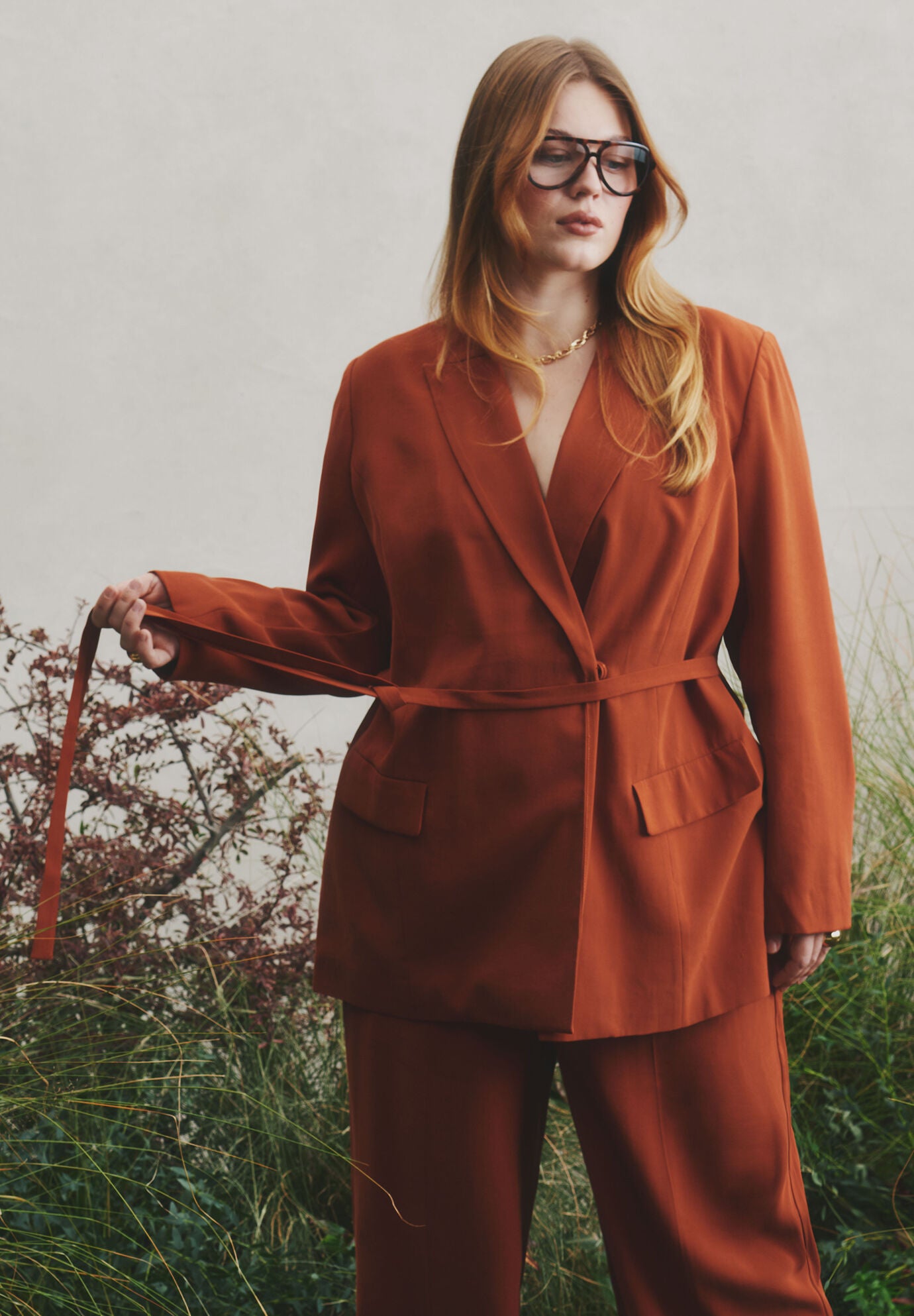 Tie Waist Soft Suiting Blazer