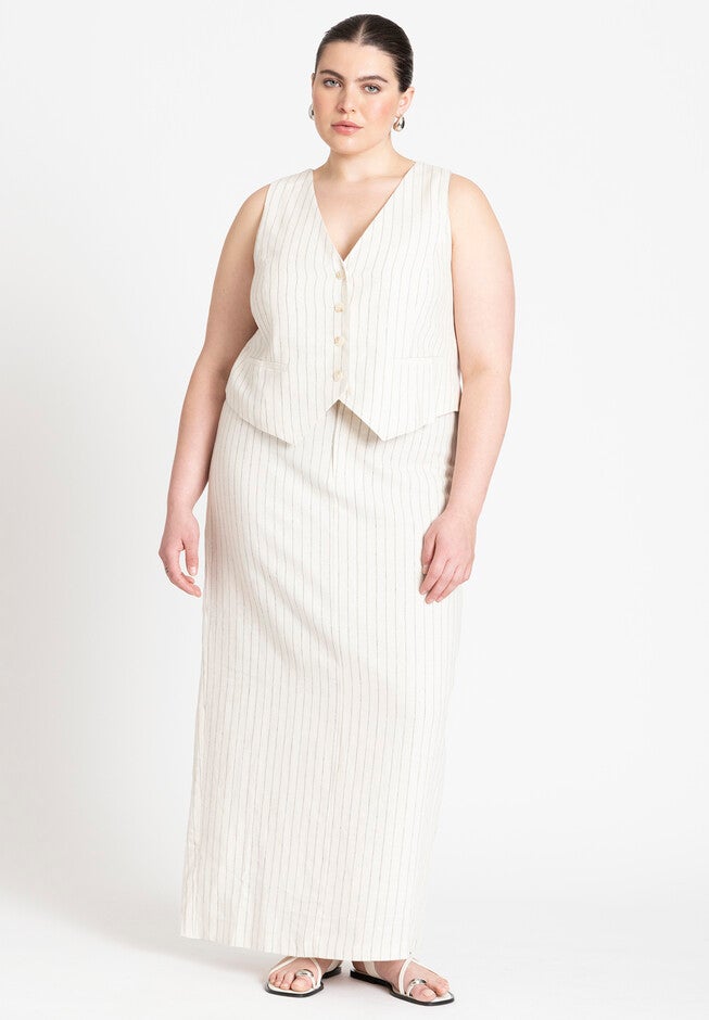 Striped Linen Vest, CREAM PINSTRIPE, alternate image number null