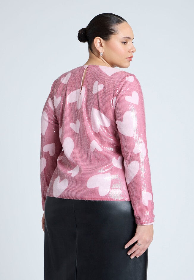Sequin Heart Top, PINK, on-hover image number null