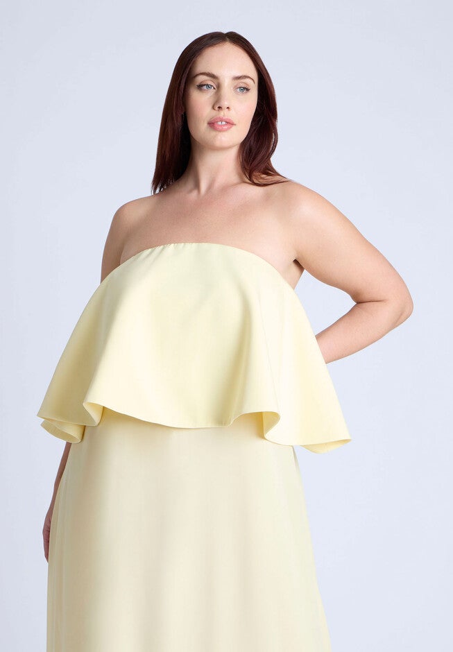 Peplum Bodice Gown, PALE BANANA, alternate image number null