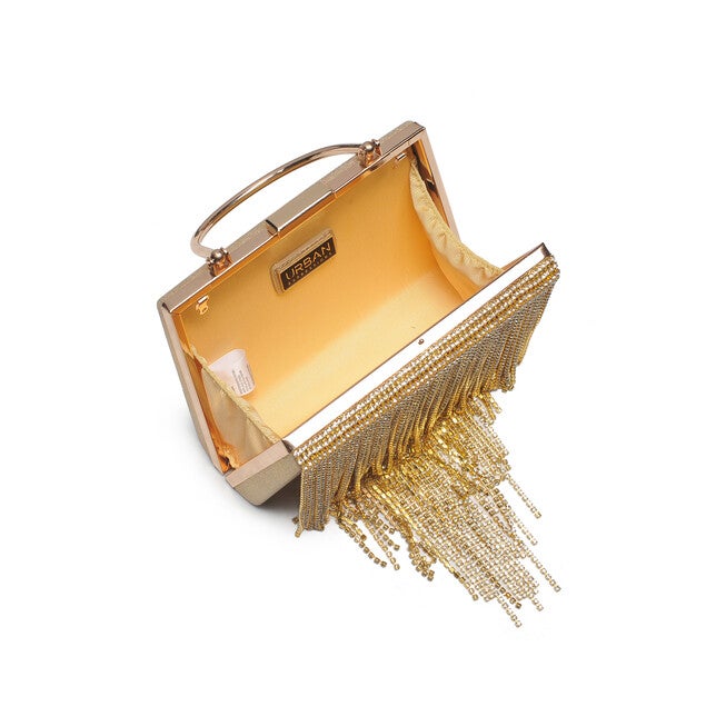 Wren Gold Fringe Evening Bag, GOLD, alternate image number null