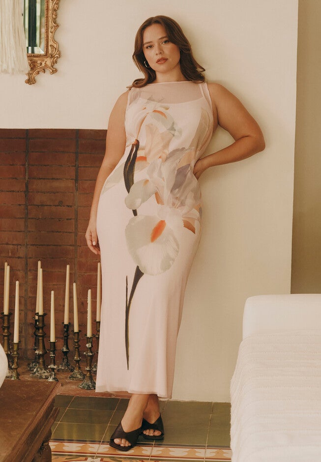 Pleated Chiffon Dress , FRACTURED ORCHID, hi-res image number null