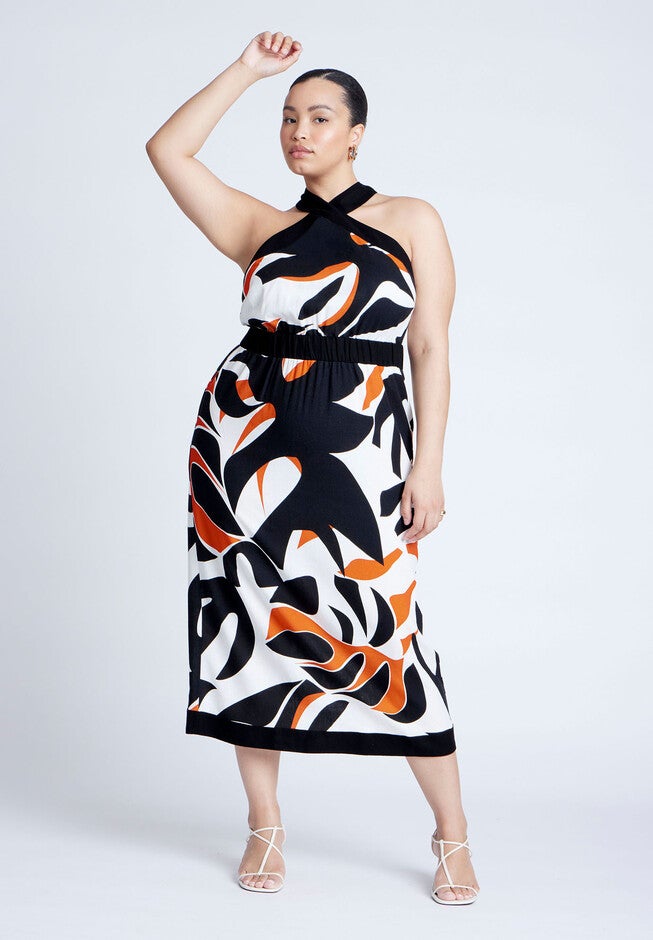 Halter Neck Printed Maxi Dress, OVERSIZED TIGER FAUNA, alternate image number null
