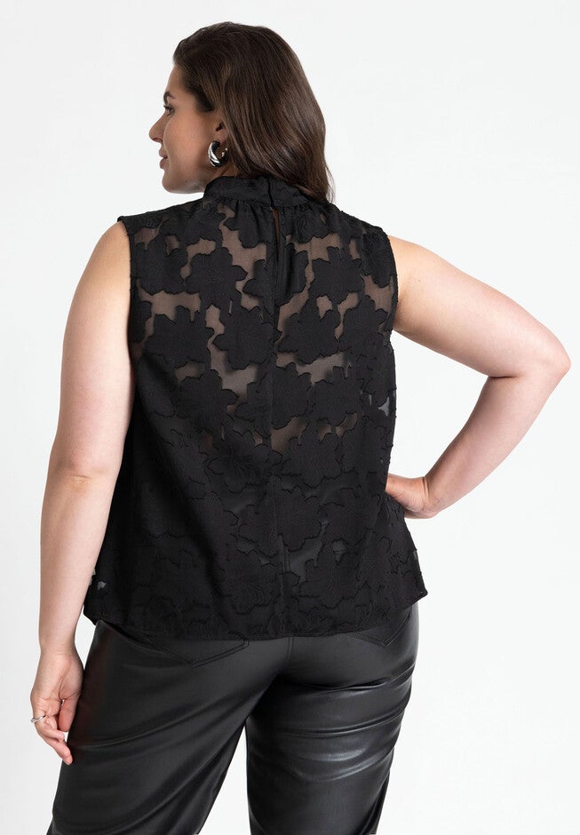 Jacquard Sleeveless Top, BLACK ONYX, on-hover image number null