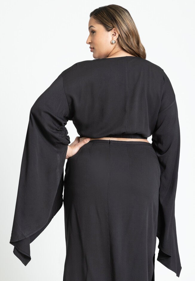 Dramatic Sleeve Top, BLACK ONYX, on-hover image number null