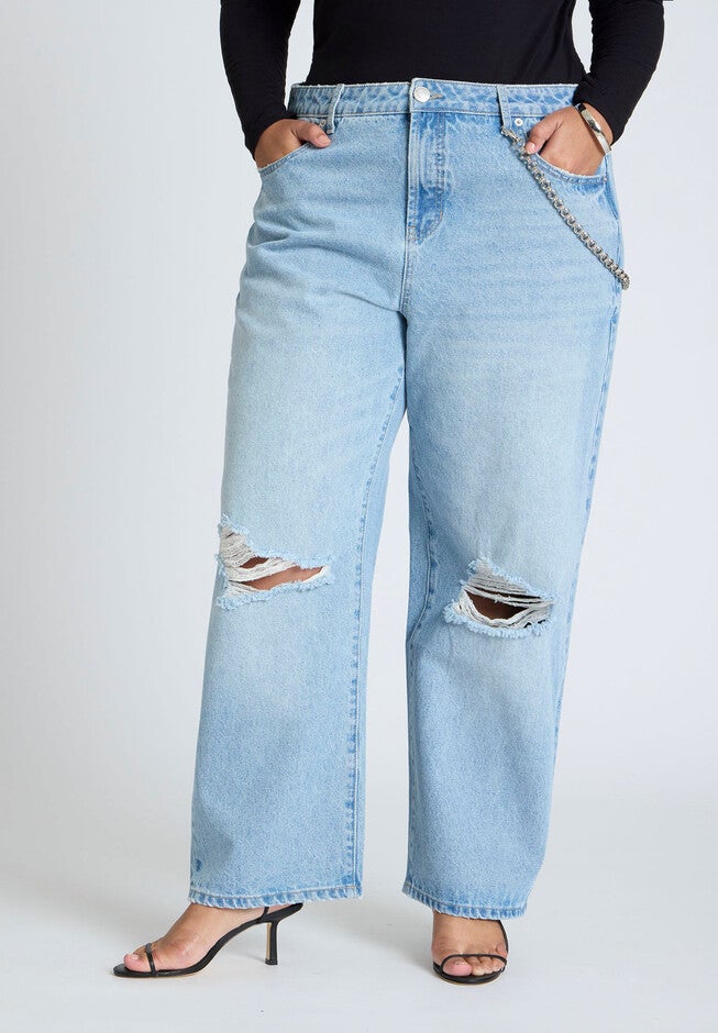 The Loose Jean With Chain, LIGHT WASH, hi-res image number null