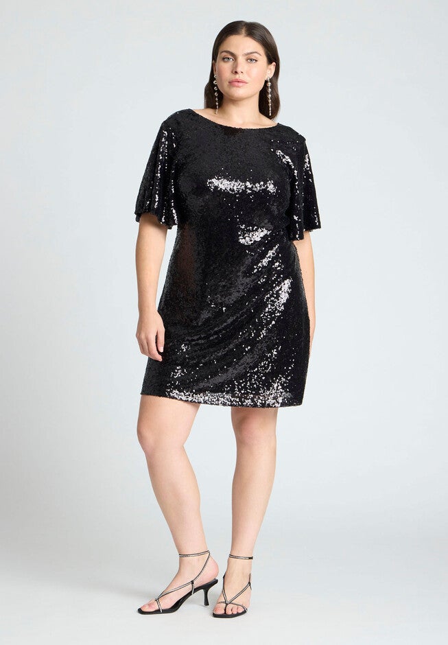 Tee Sequin Mini Dress, BLACK ONYX, hi-res image number null