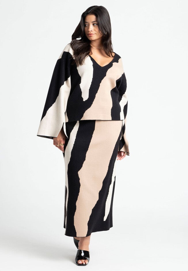 Intarsia Sweater Skirt, JAGGED EDGE, hi-res image number null