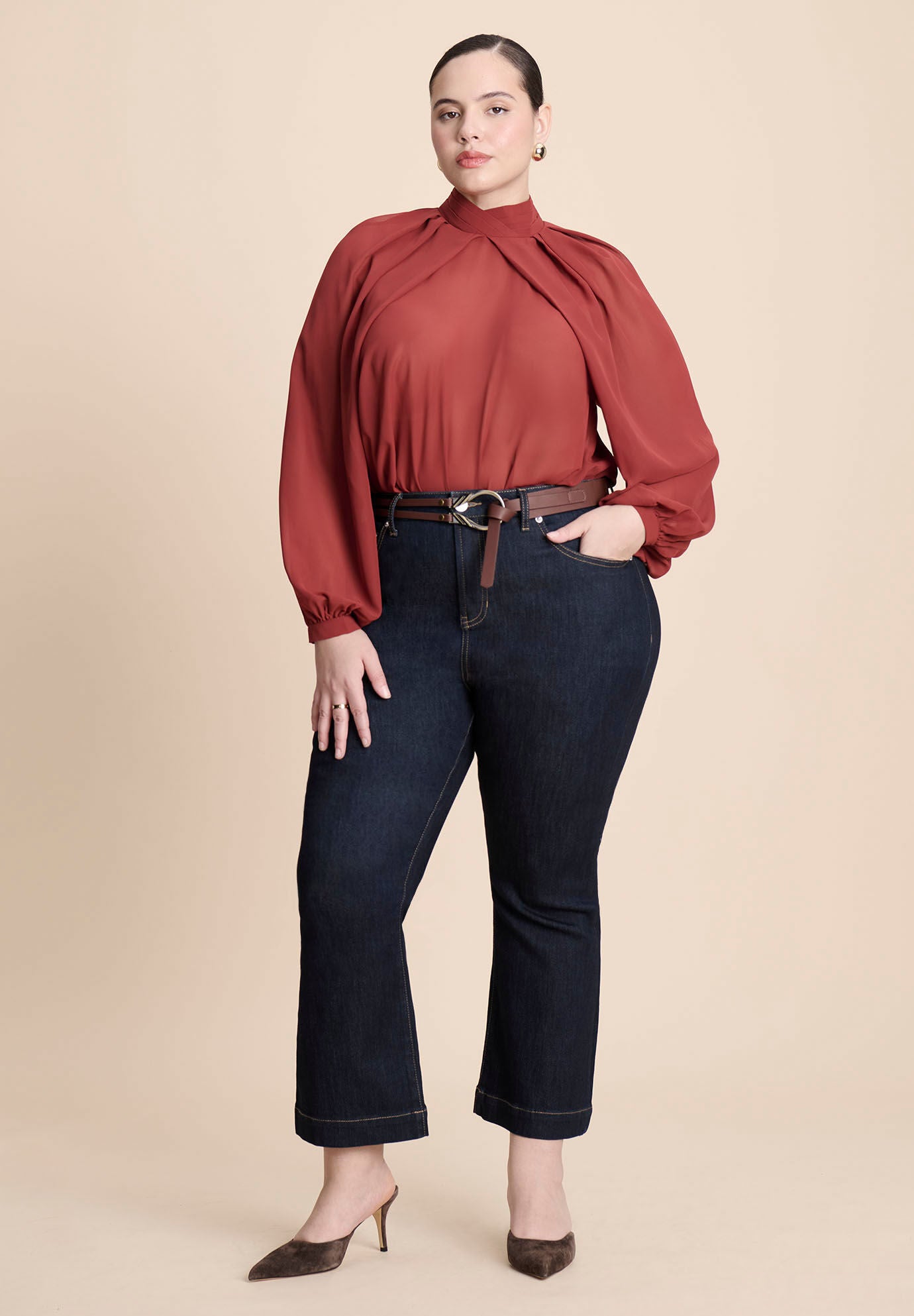 Tie Knot Hook Belt, DARK BROWN, alternate image number 2