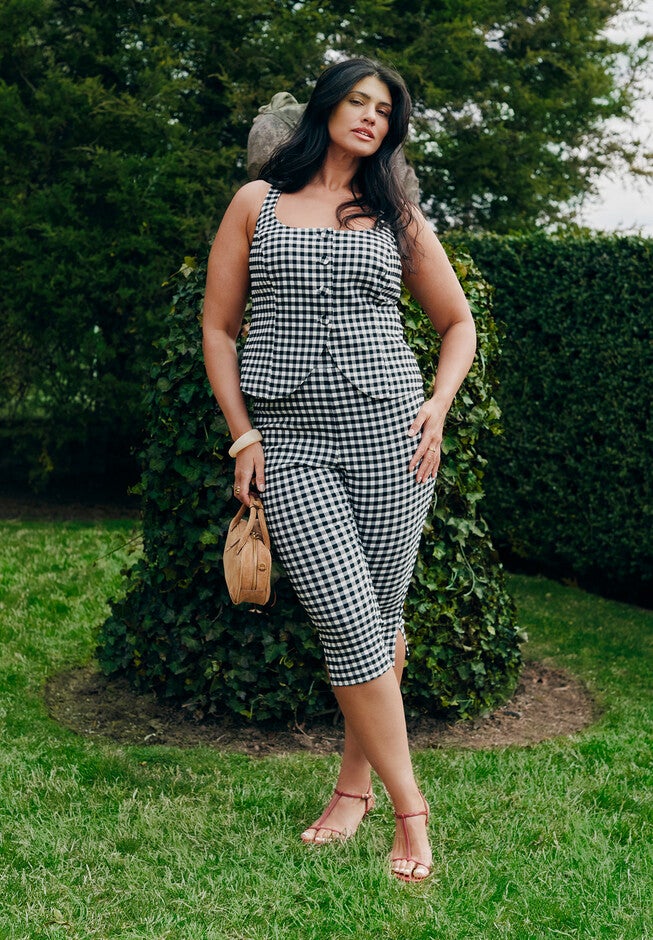 Gingham Capri Legging, BLACK WHITE GINGHAM, hi-res image number null