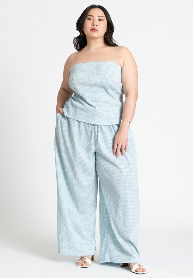 Back Tie Bandeau Top, CHECKERED, alternate image number null