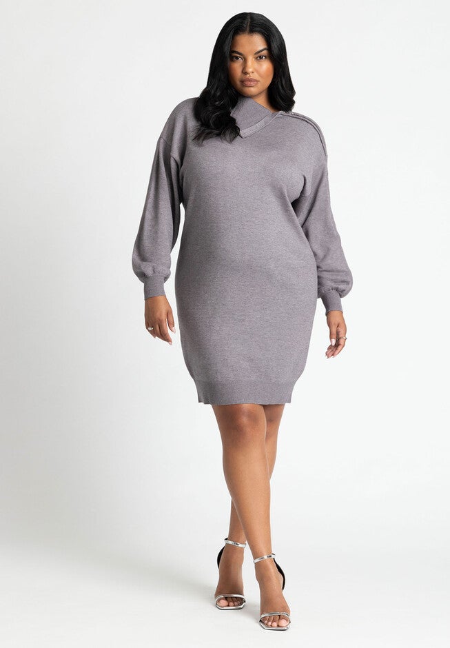 Zipper Sleeve Mini Dress, GREY, hi-res image number null