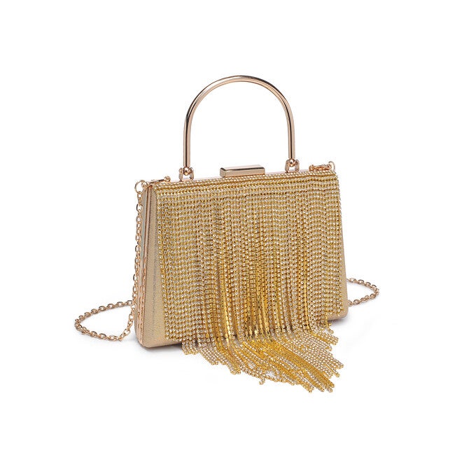 Wren Gold Fringe Evening Bag, GOLD, on-hover image number null