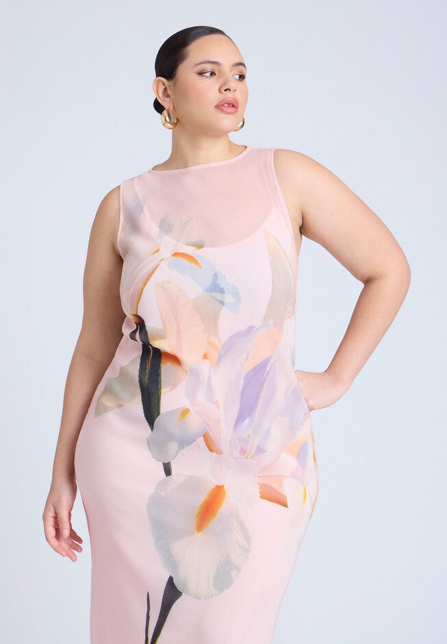 Pleated Chiffon Dress , FRACTURED ORCHID, alternate image number null
