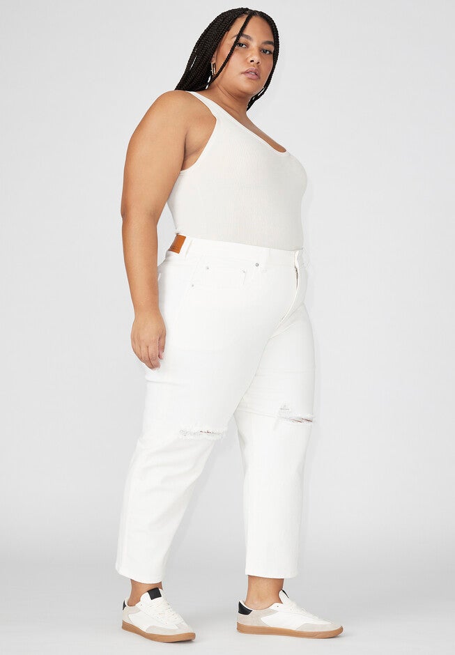 The Naomi Comfort Stretch Straight Leg Jean Crop, WHITE, on-hover image number null