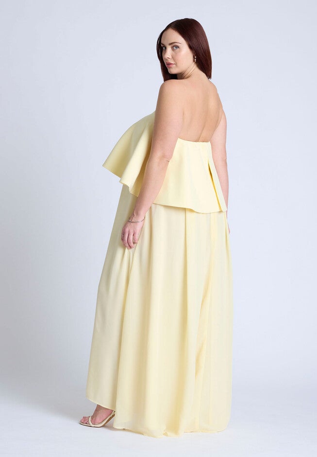 Peplum Bodice Gown, PALE BANANA, alternate image number null
