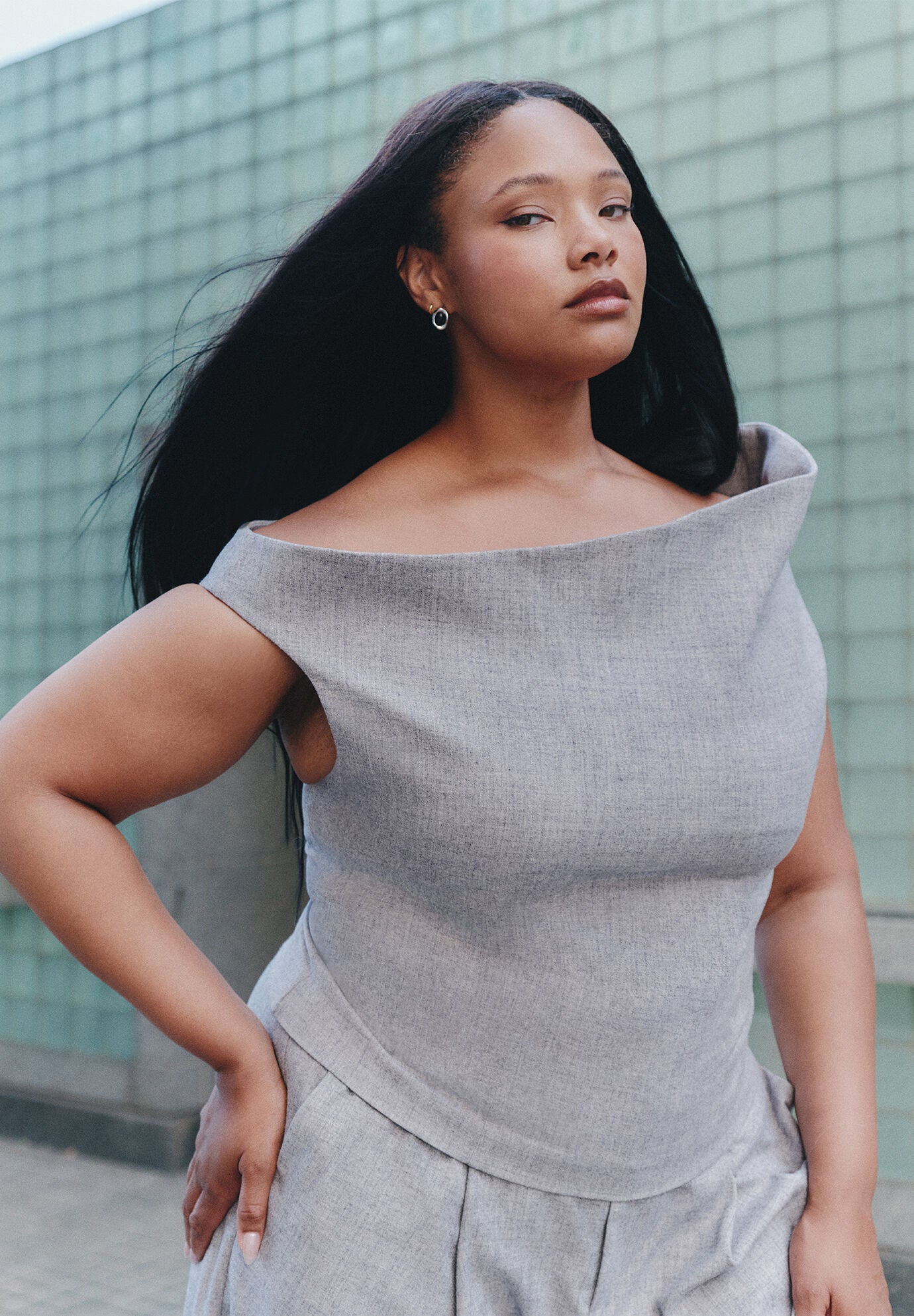 Wide-Neck Suiting Top