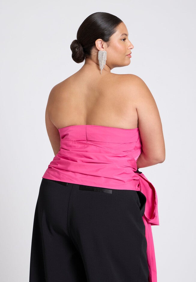 ELOQUII x kate spade new york Pleated Tie Detail Top, RHODAMINE RED, alternate image number null