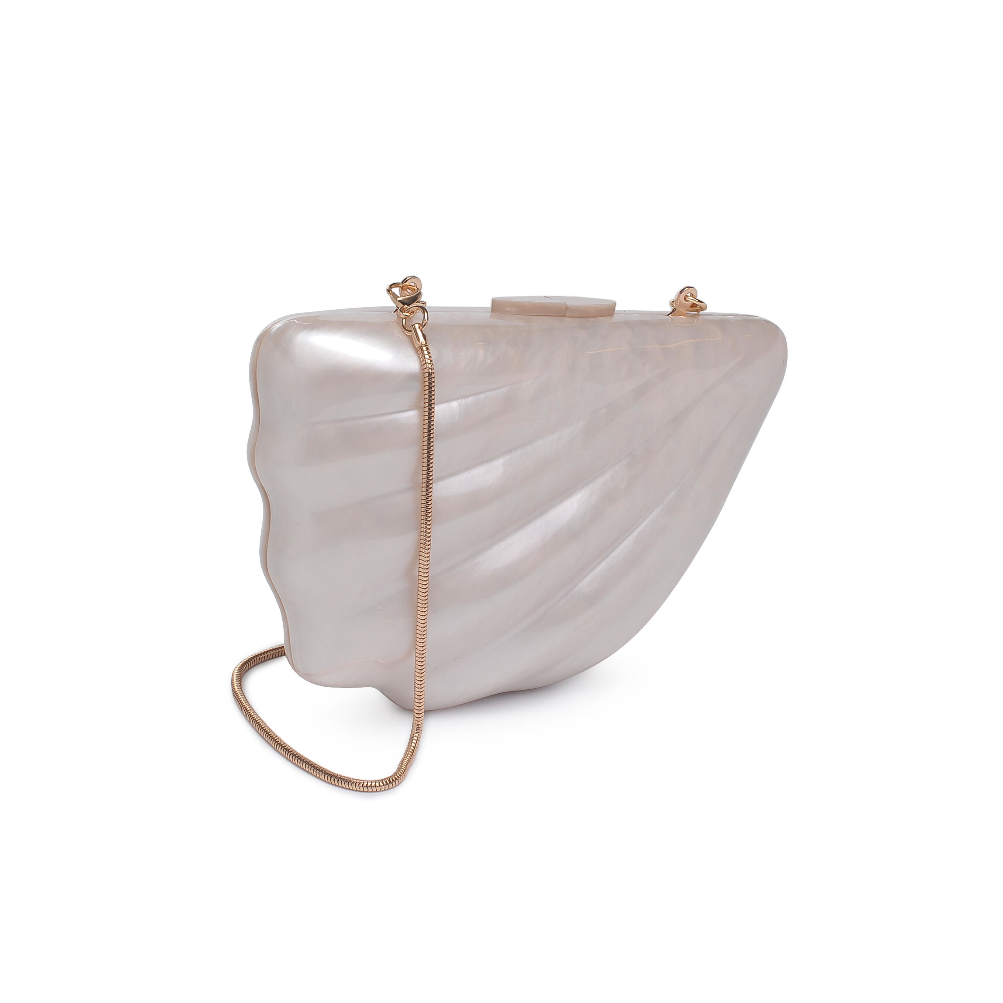 Marine Shell Shaped Evening Bag, IVORY, on-hover image number 1