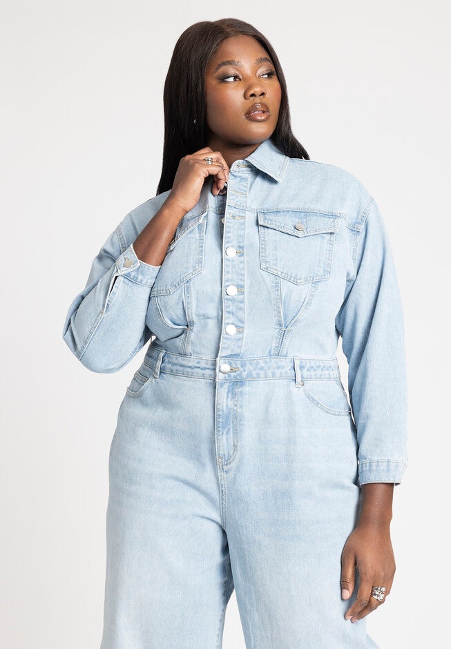 Denim Jumpsuit, LIGHT WASH, alternate image number null