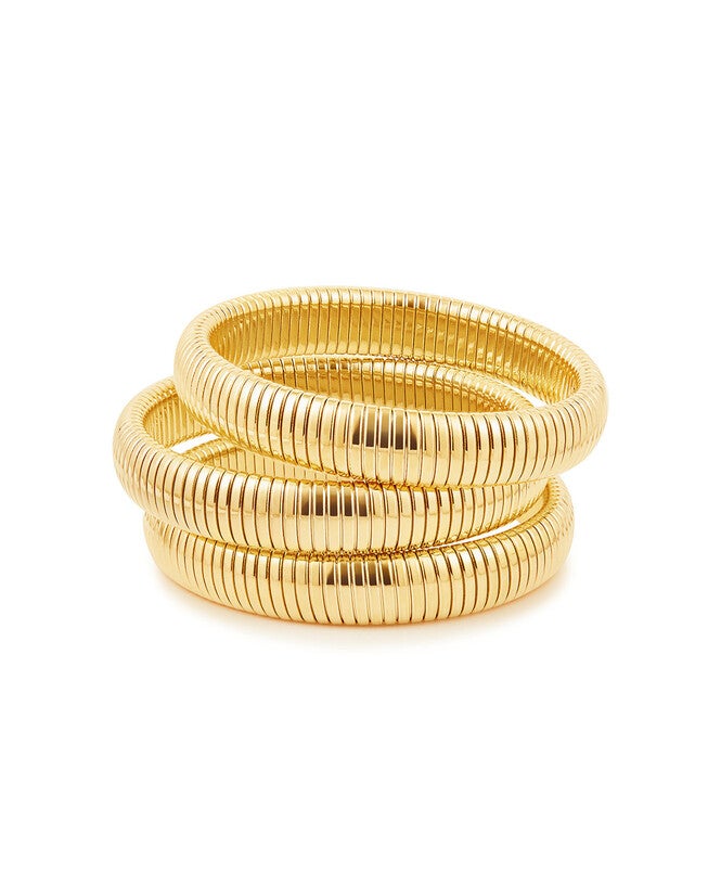 Flex Snake Chain Bracelet Set- Gold, GOLD, hi-res image number 0