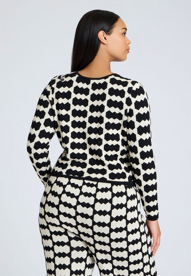 Cropped Sweater With Pattern, WHITE GEO CRUNCH, on-hover image number null