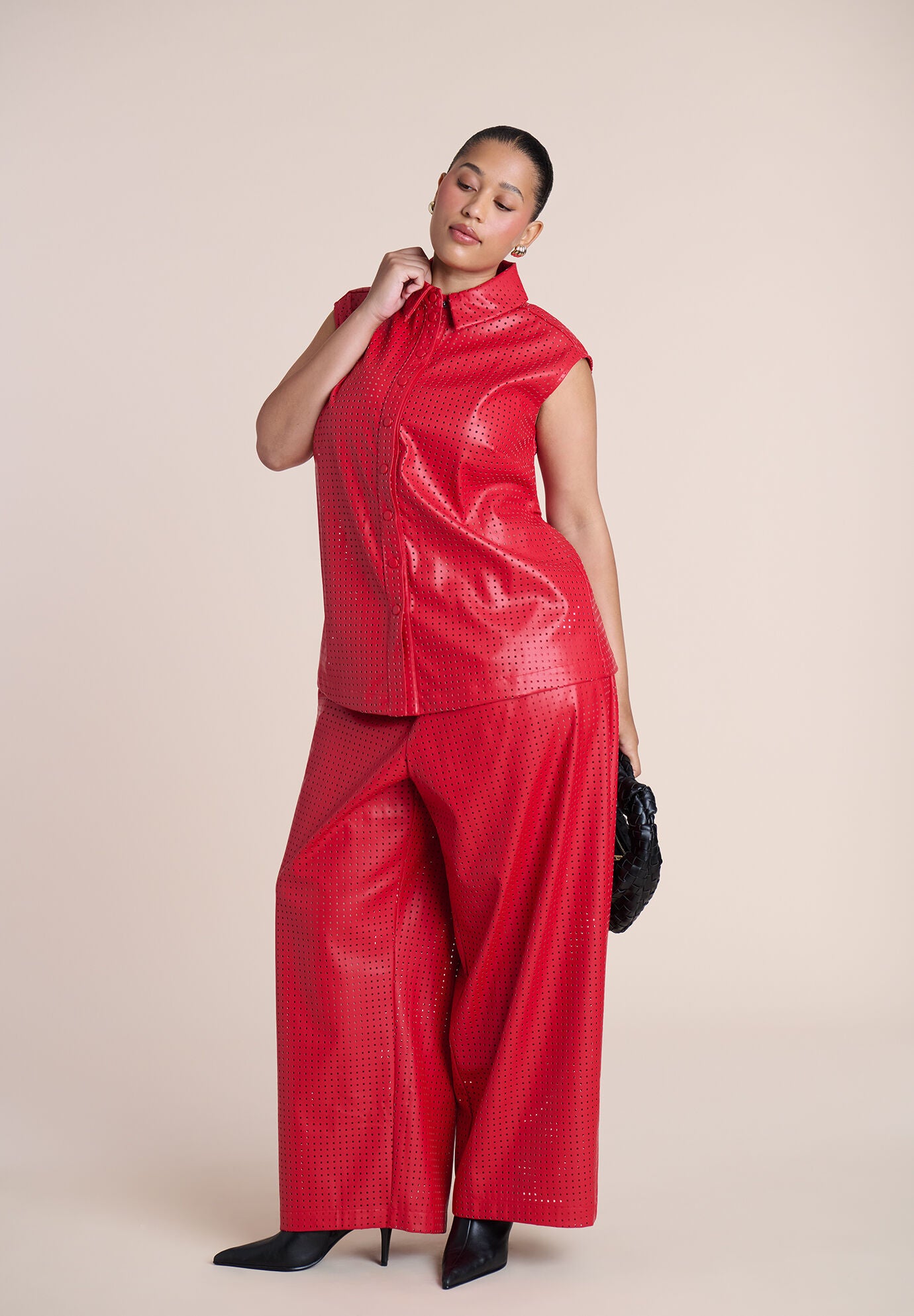 Perforated Faux Leather Pant