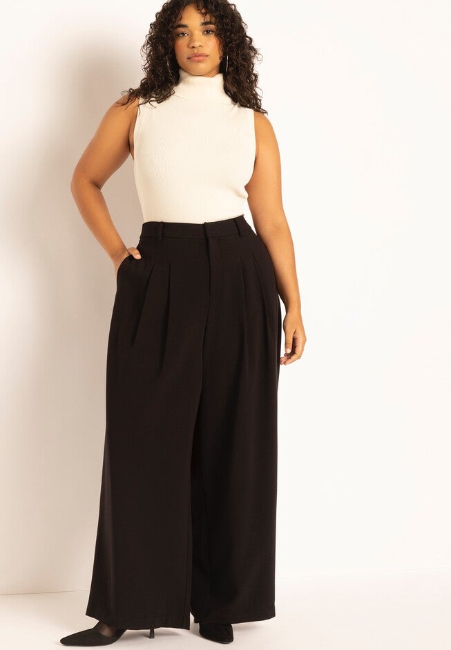 Pleat Front Wide Leg Trouser, BLACK, hi-res image number null