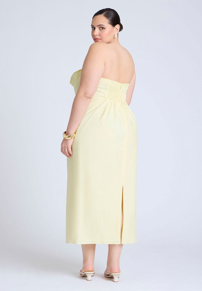 Cup Detail Poplin Column Dress , LEMON ICING, alternate image number null