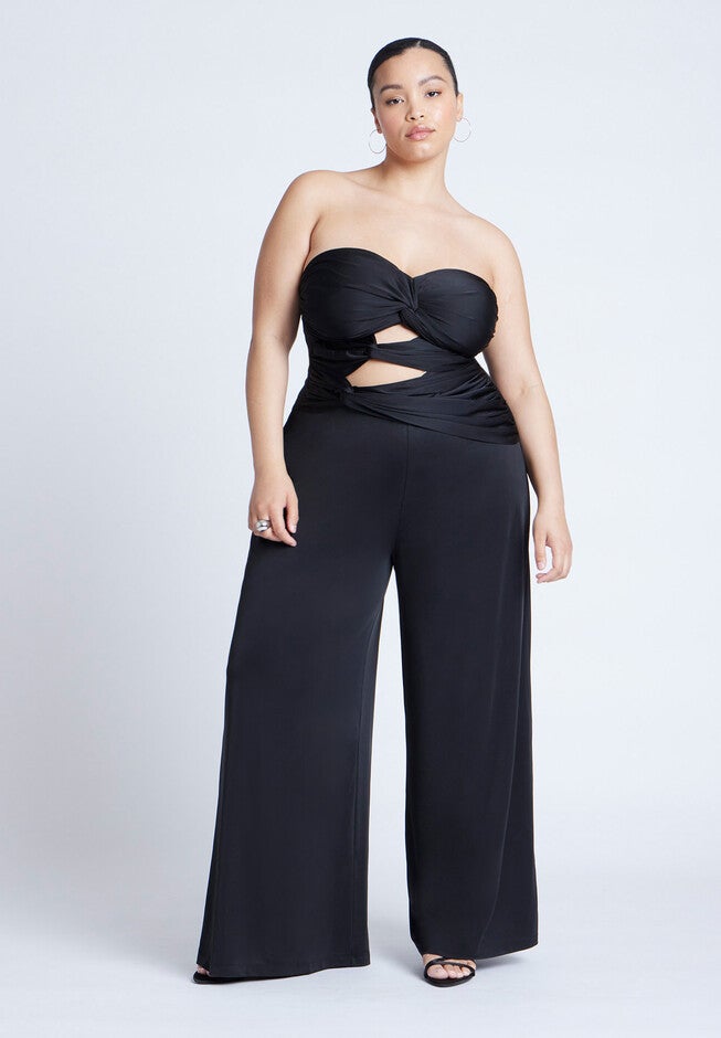Twist Detail Jumpsuit With Cutout, BLACK ONYX, hi-res image number null