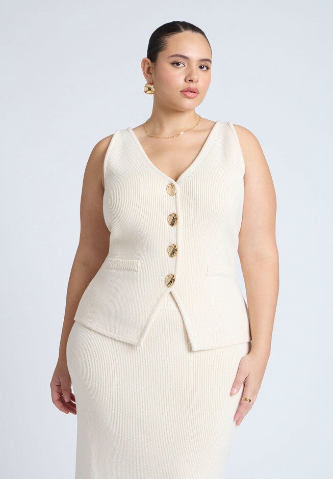 Cinched Waist Sweater Vest, DEW, hi-res image number null