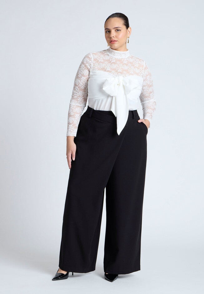 Bow Bodice Lace Top, BRIGHT WHITE, alternate image number null