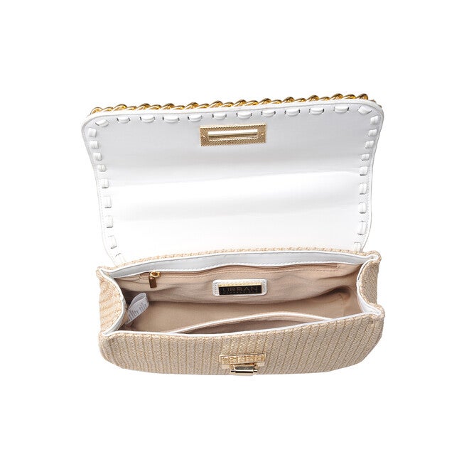 Darcy Straw and Faux Leather Foldover Crossbody, NATURAL WHITE, alternate image number null