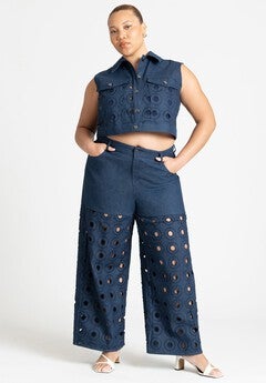Circular Cutout Denim Pant