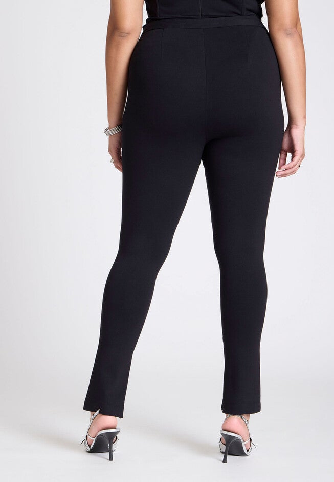 Legging With Zipper Slit Hem, BLACK, alternate image number null