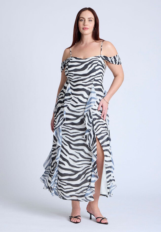 Printed Zebra Dress, OPEN RANGE ZEBRA, on-hover image number null